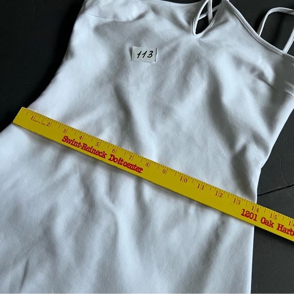 Zara White Elastic Trim Mini Dress Size M Spaghetti Strap New - Picture 11 of 16